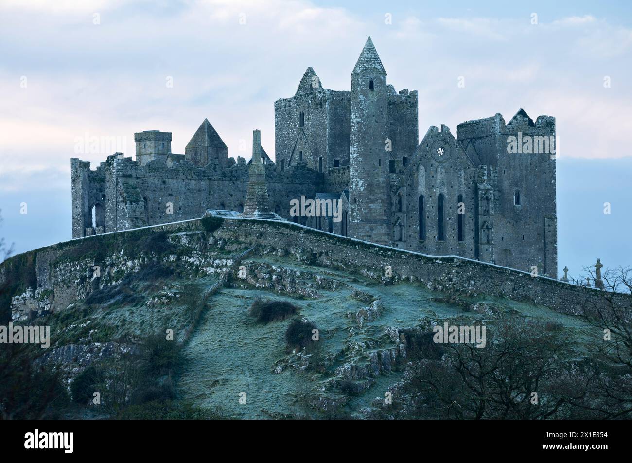 Winter frost on the Rock of Cashel in County Tipperary in Ireland Europe Stock Photo