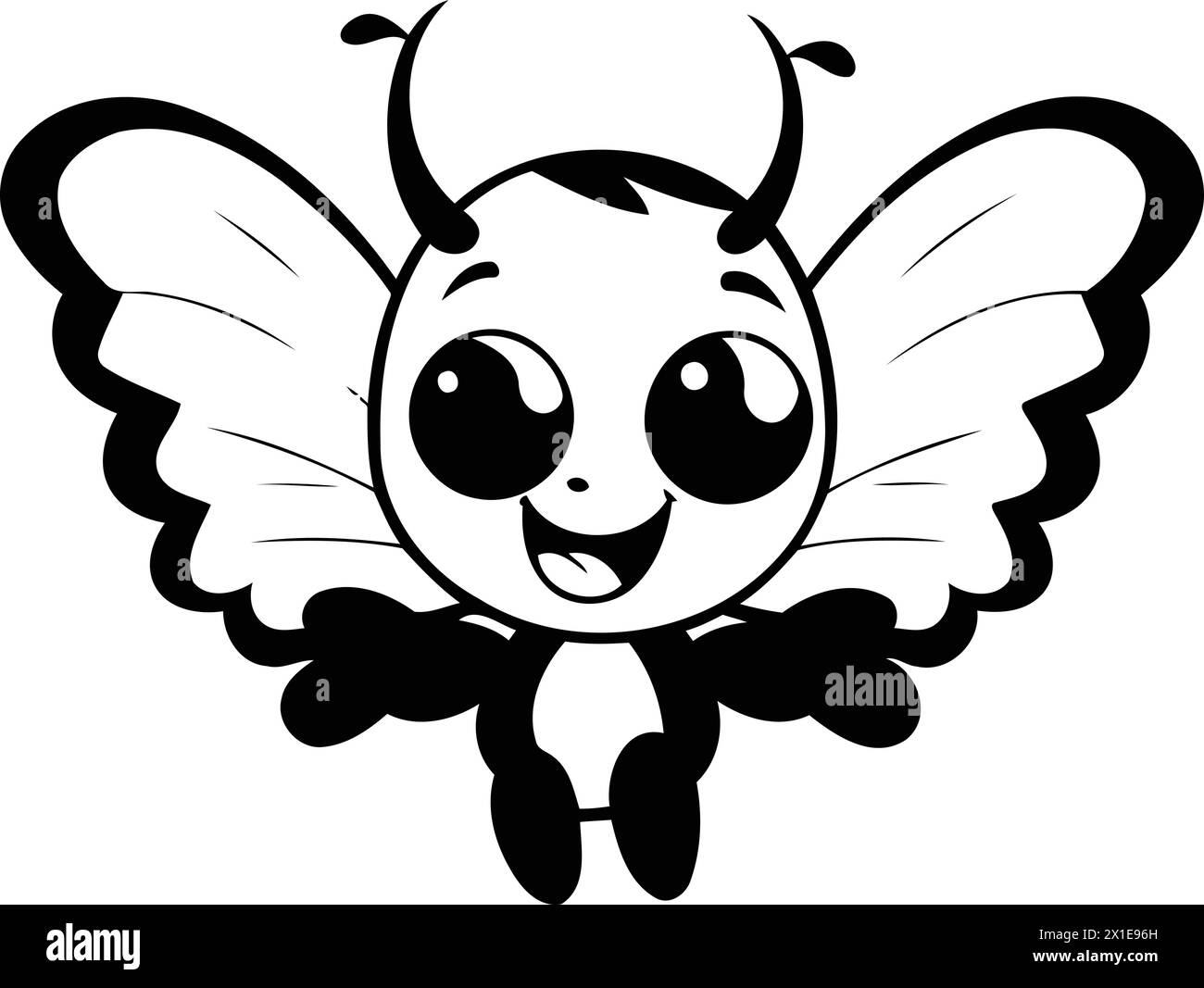 Cute cartoon butterfly character isolated on white background. Vector illustration. Stock Vector