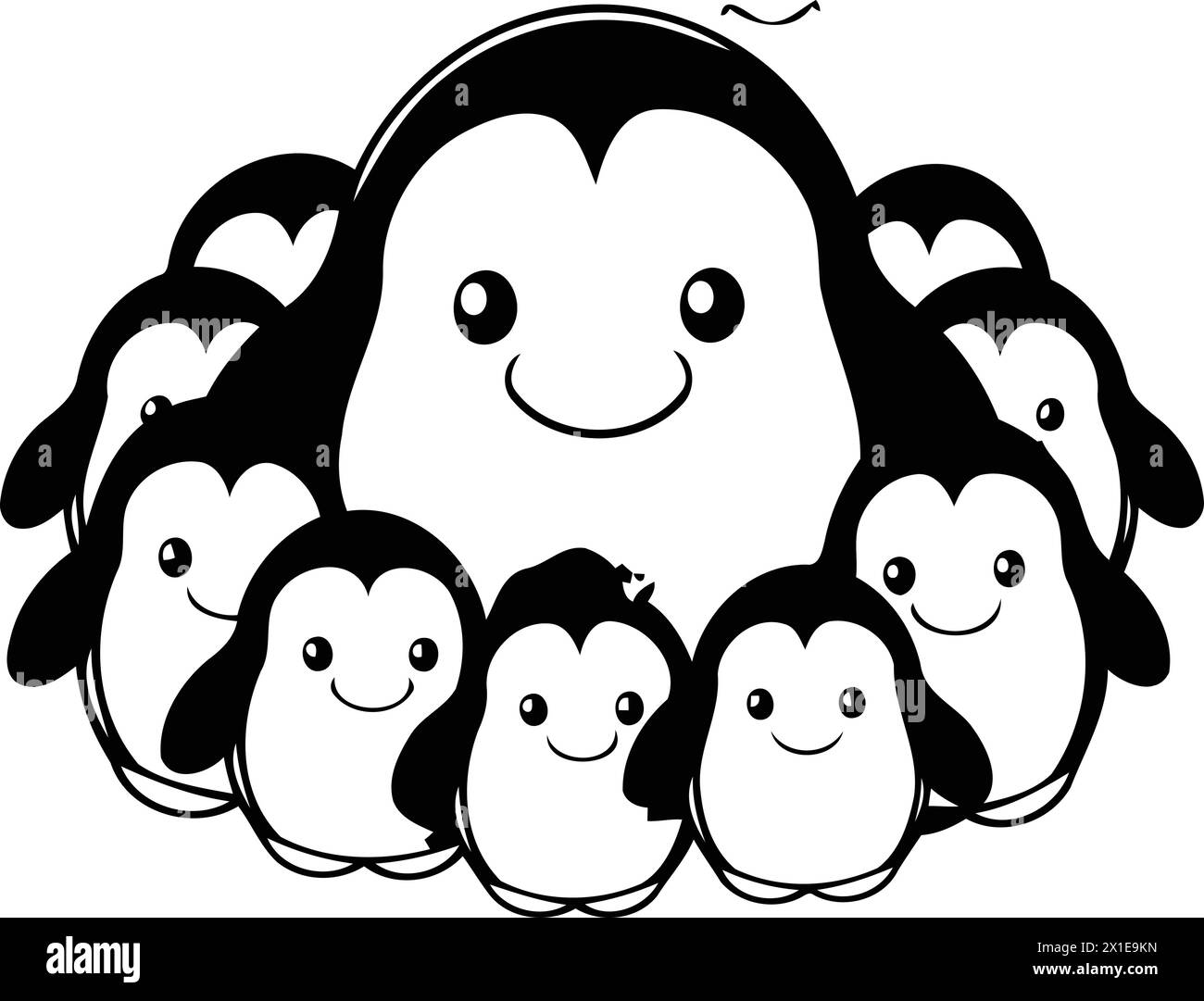 Cute penguin family. Vector illustration of cartoon penguin family