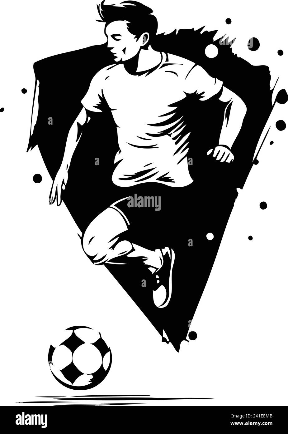 Soccer player kicking the ball. vector illustration in retro style. Stock Vector