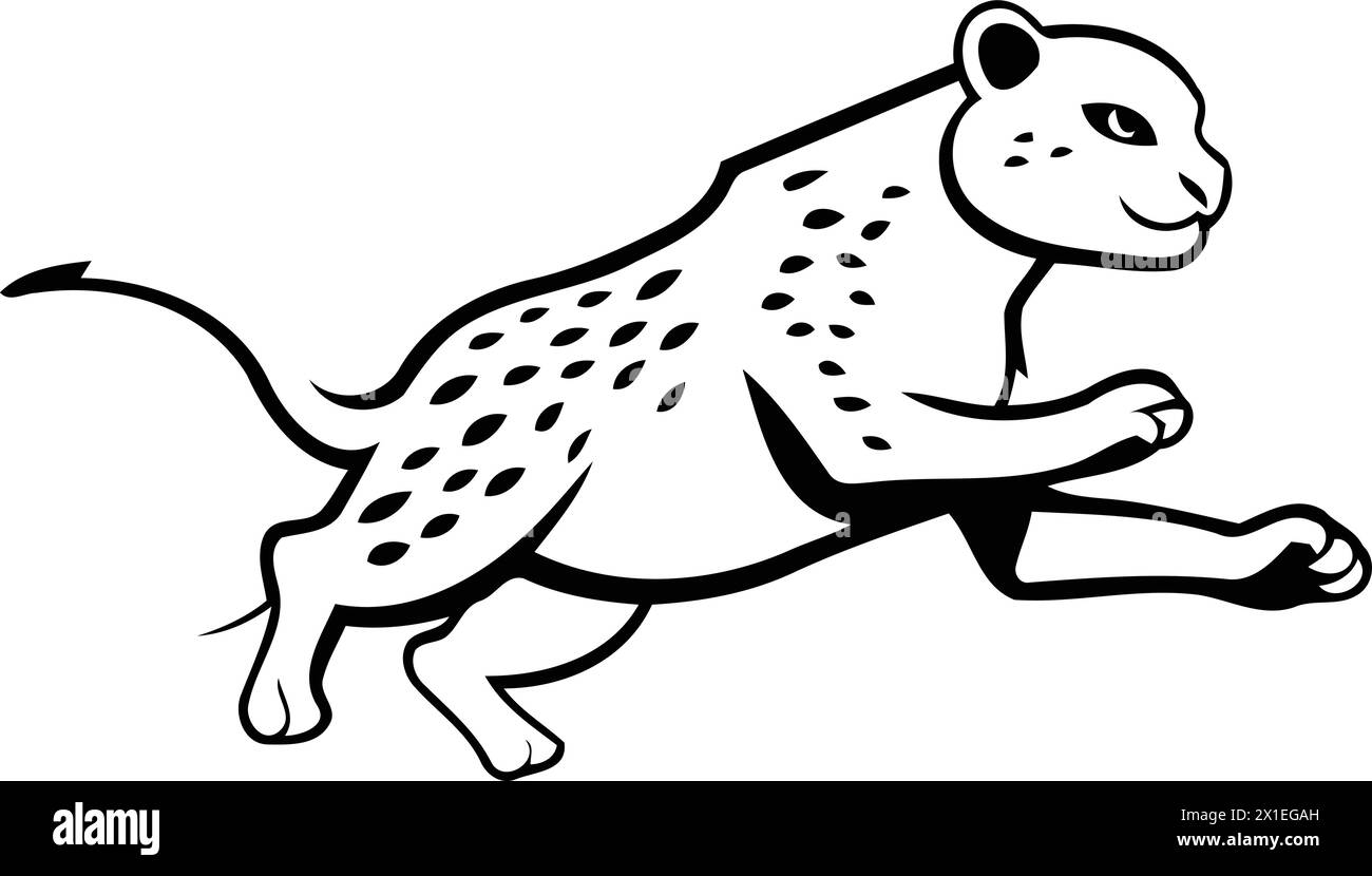 Running cheetah. wild animal vector Illustration on a white background Stock Vector
