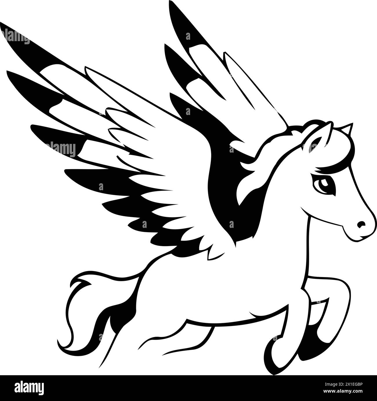 Unicorn flying in the clouds. fantasy animal vector Illustration on a white background Stock Vector