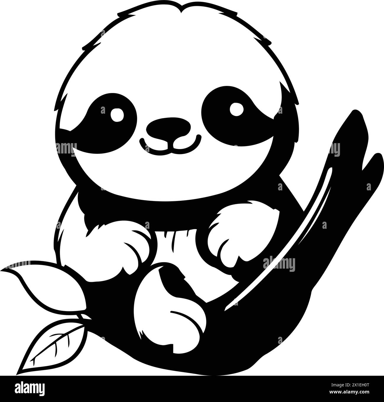 Cute cartoon sloth sitting on a branch. Vector illustration Stock