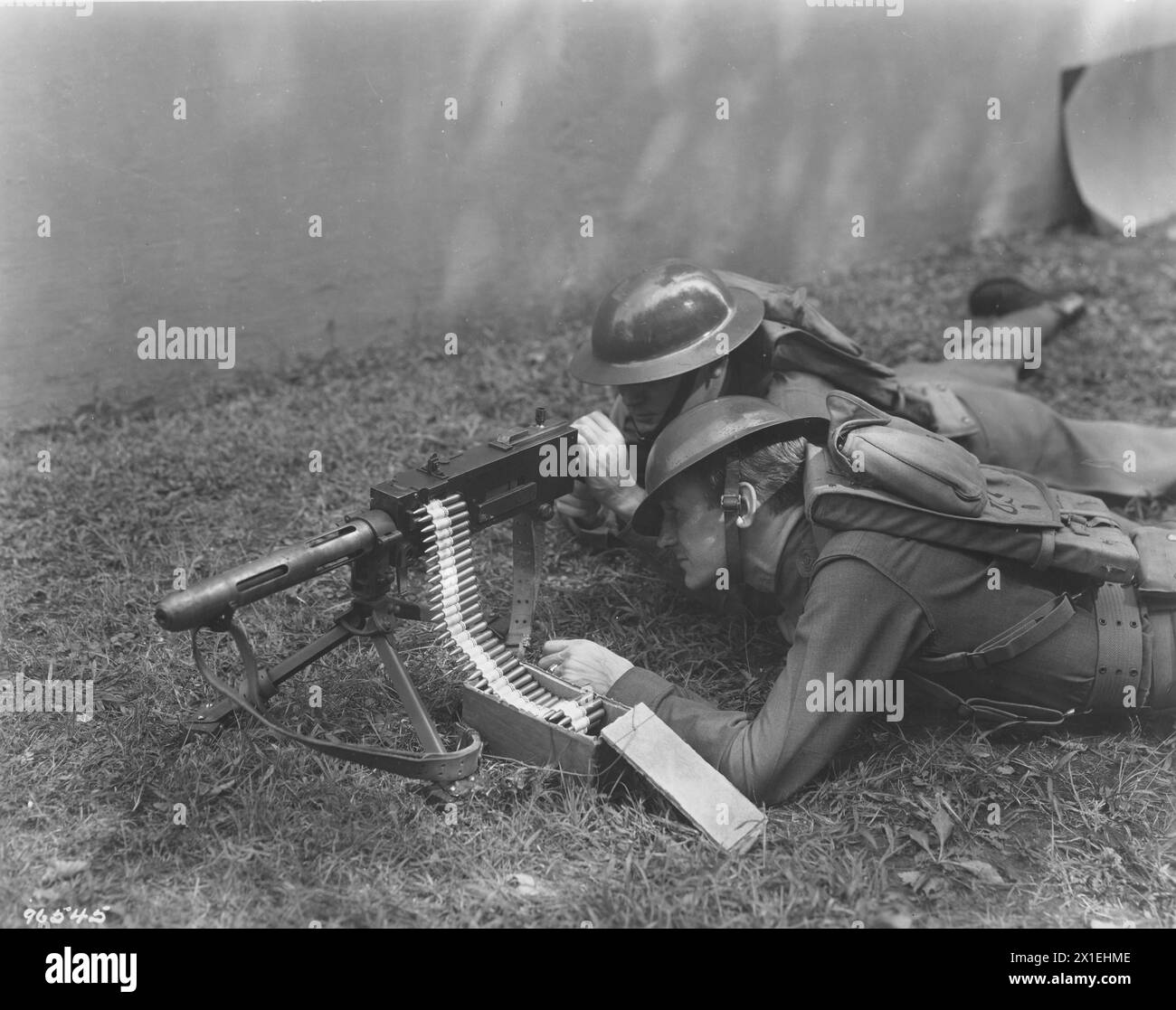 Infantry demonstrating use of Browning Machine Gun. Maneuvers, 1931 Stock Photo
