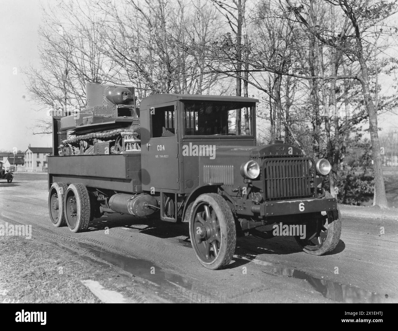 Carrier TC-SW with T1E1 Tank. Mechanized Force, Ft. Eustis, Virginia ca. 1931 Stock Photo