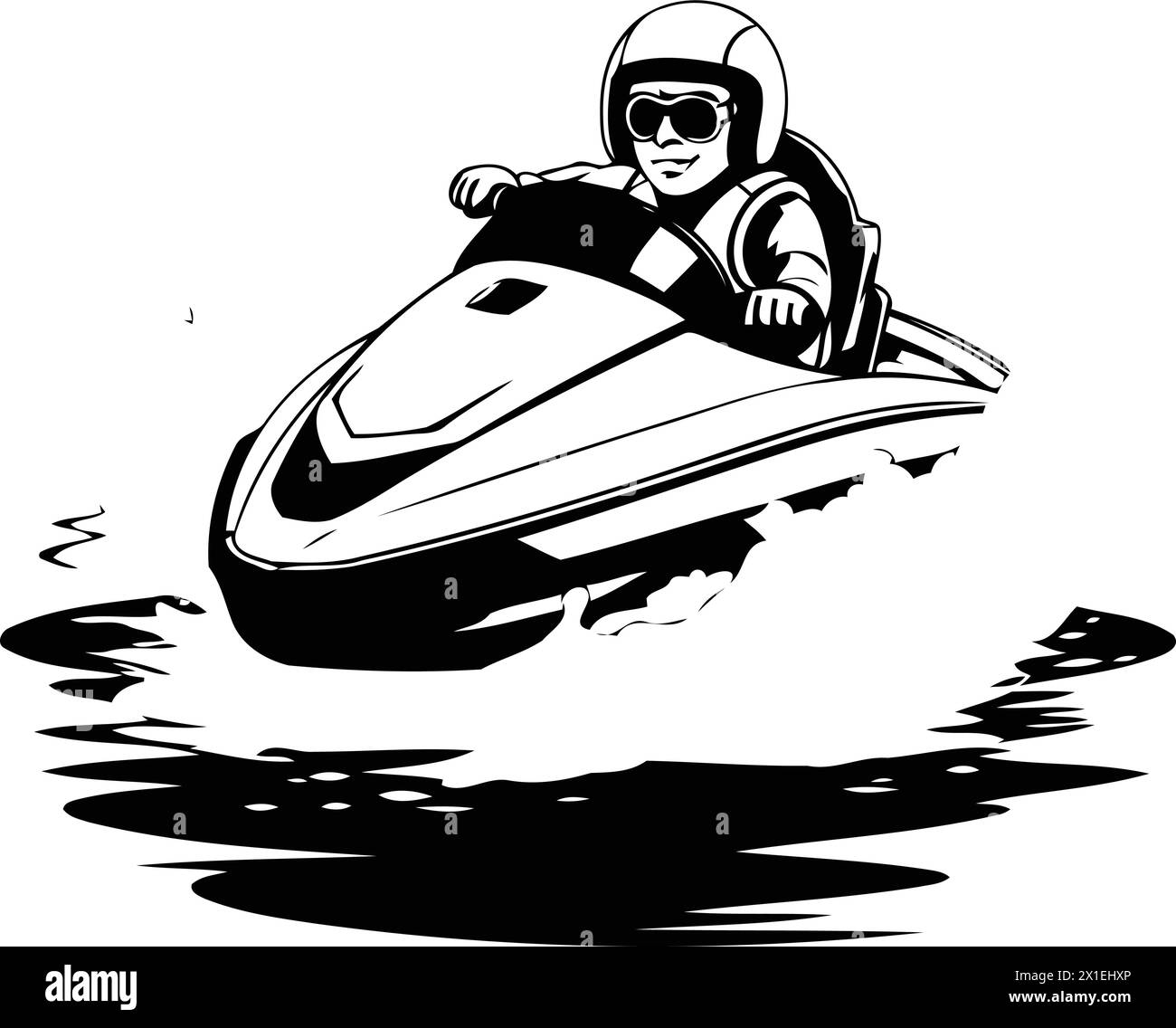 Water scooter. Extreme sport. Vector illustration in cartoon style