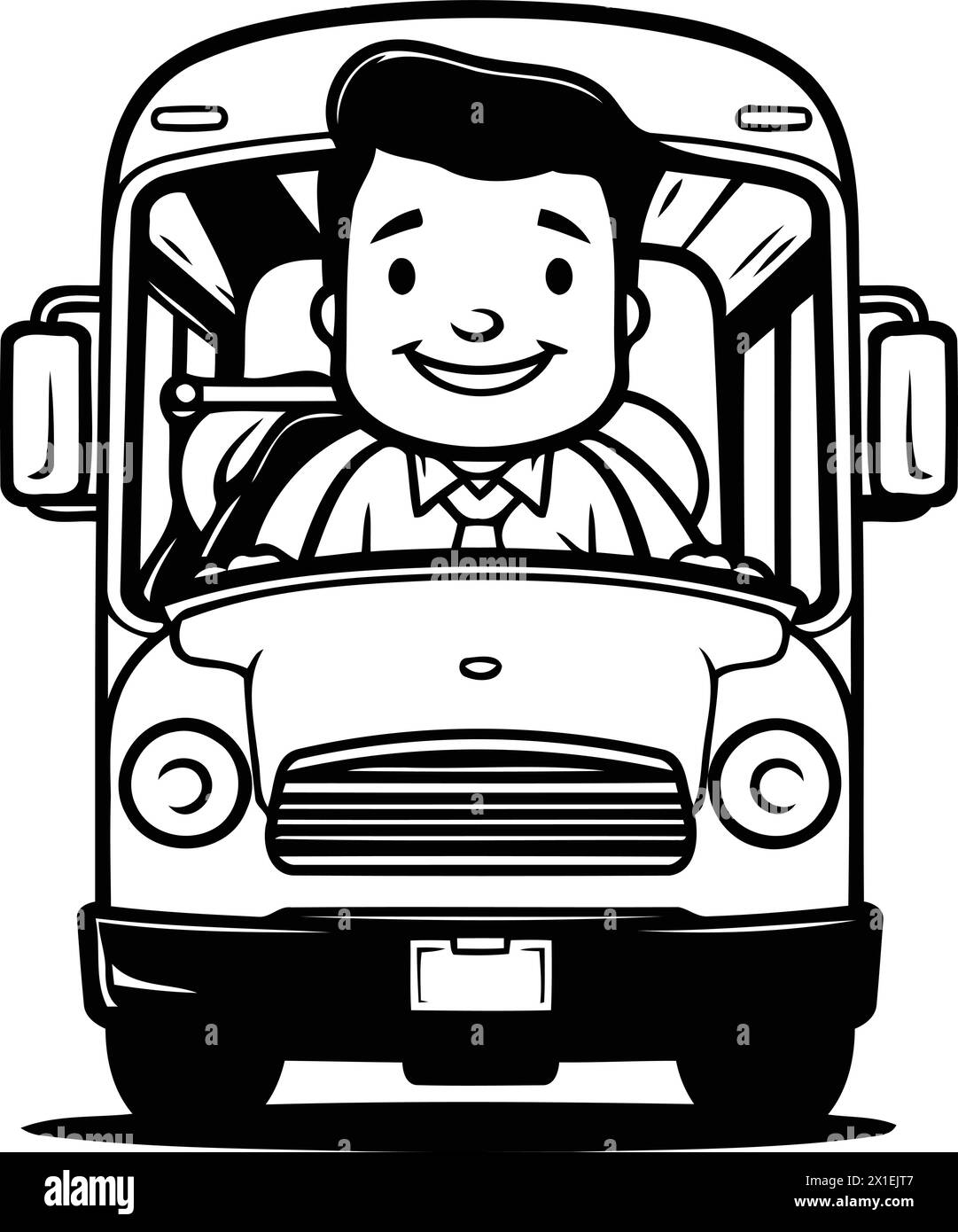 Cartoon School Bus Driver Smiling And Looking At Camera Vector cartoon-school-bus-driver-smiling-and-looking-at-camera-vector