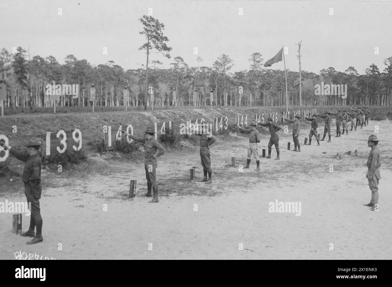 Officers of the Motor Transport Corps during pistol training on a gun