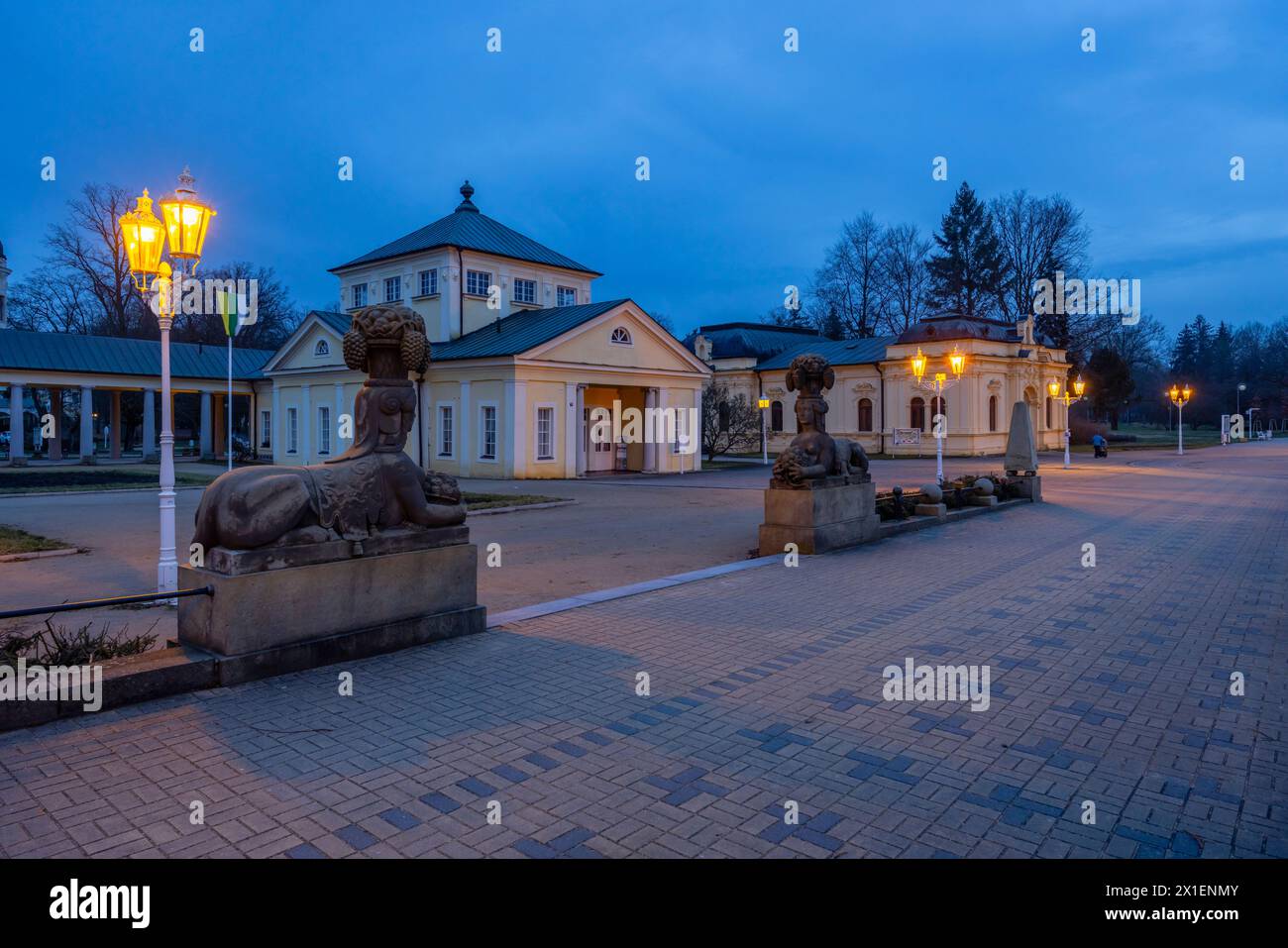 Frantiskovy lazne spa town during evening, UNESCO World Heritage Site, Western Bohemia, Czech Republic Stock Photo
