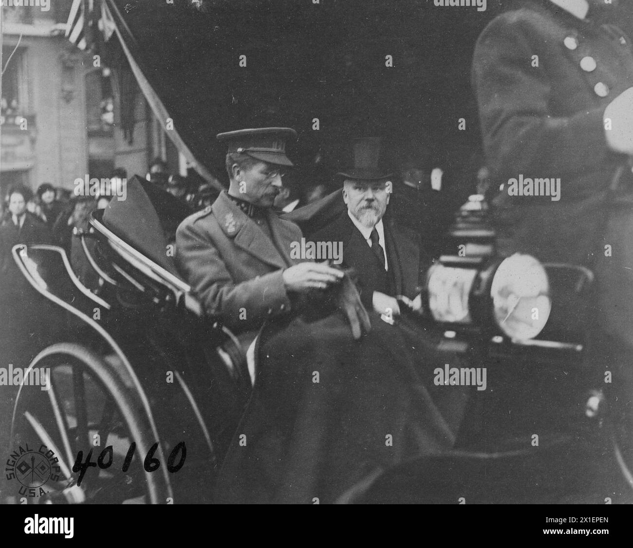 King Albert I of Belgium and President Poincare of France at Station Bois de Boulonge France ca. 1918 Stock Photo