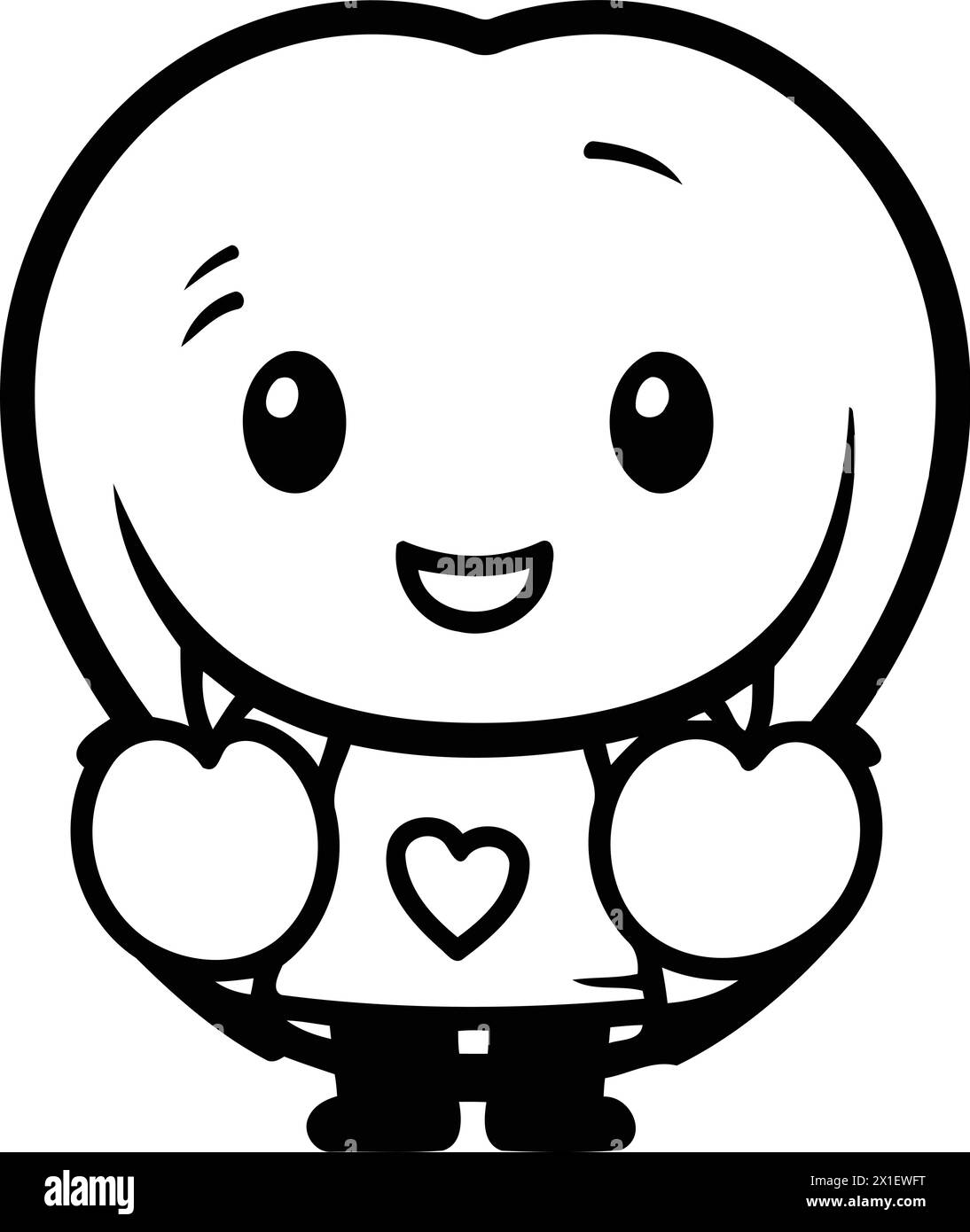 Cute Smiling Emoticon with Heart. Vector Illustration Stock Vector