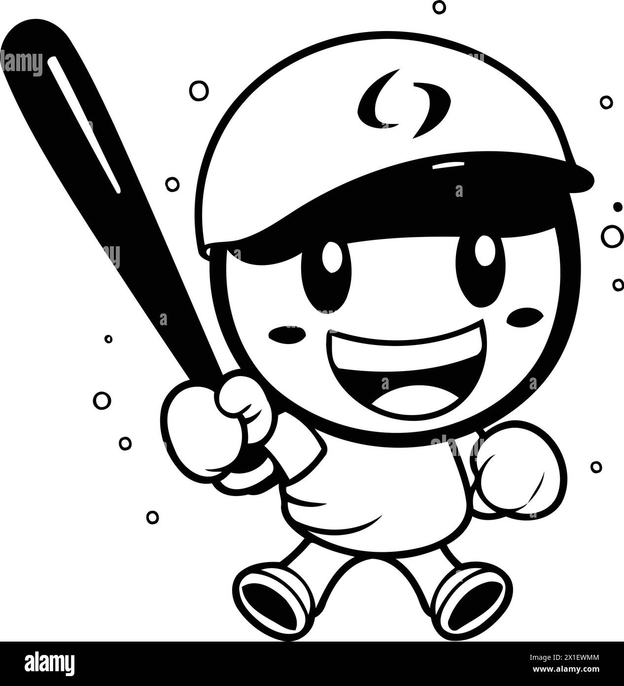 Baseball ball cartoon character vector illustration. Cute baseball ball mascot. Stock Vector