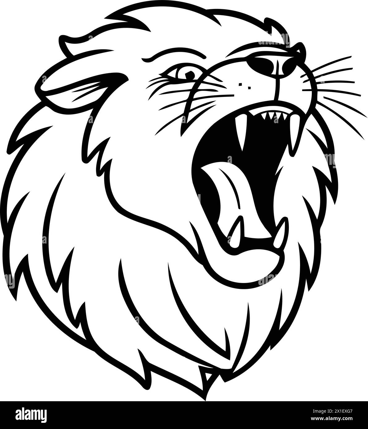 Lion head mascot logo isolated on white background. Vector illustration. Stock Vector