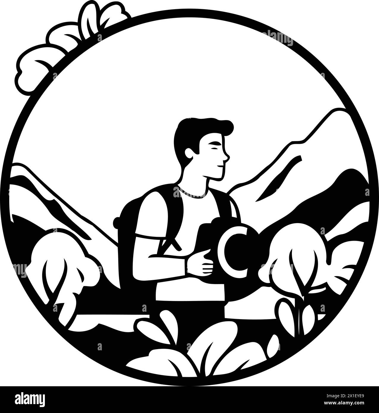 Vector illustration of a photographer with camera in his hand