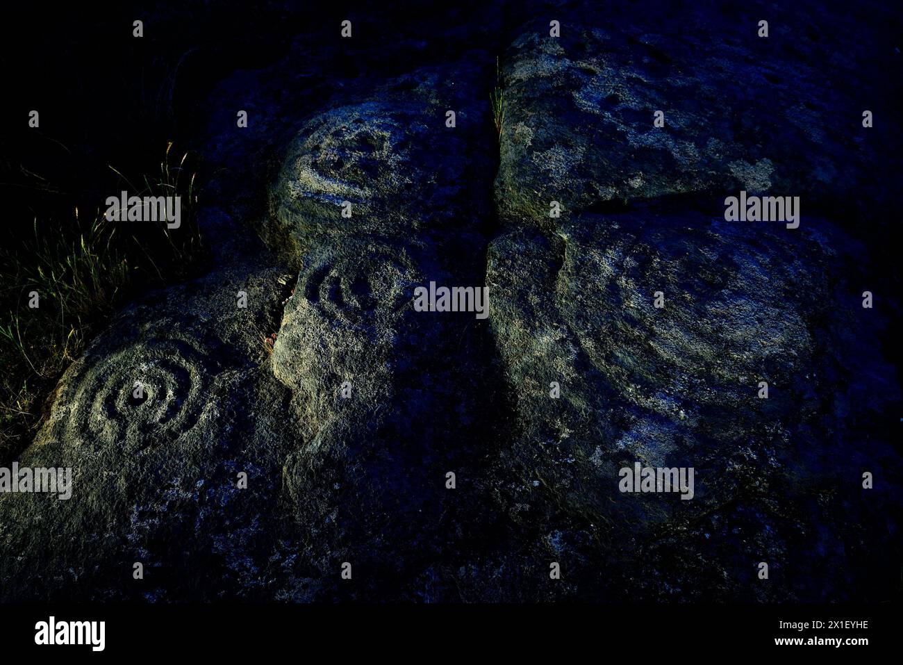 Petroglyphs of A Paxota, Sober, Lugo, Spain Stock Photo