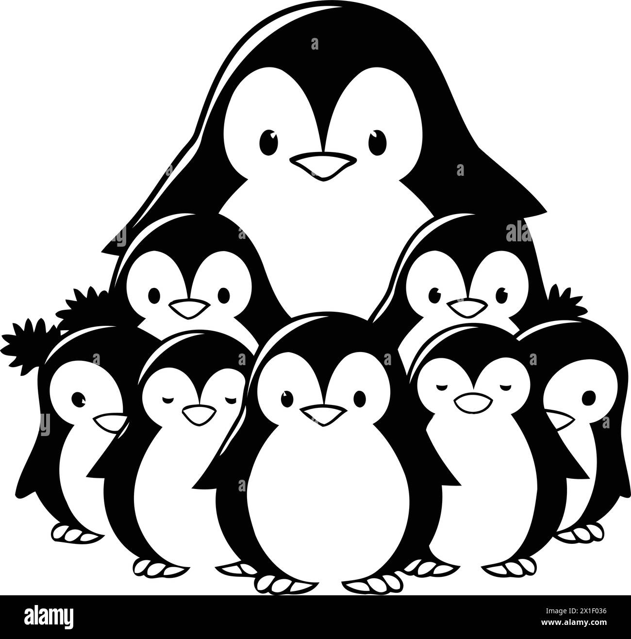 Cute penguins. Vector illustration in cartoon style on blue background