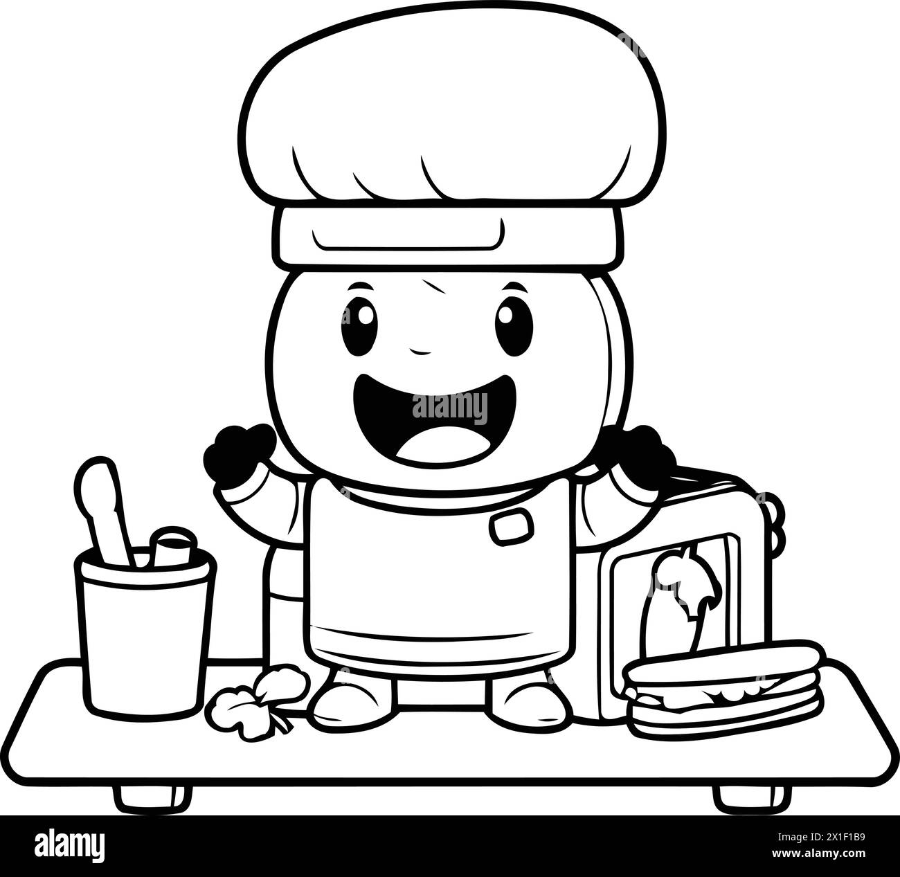 Chef cookie character cartoon vector illustration. Cute chef cookie mascot. Stock Vector