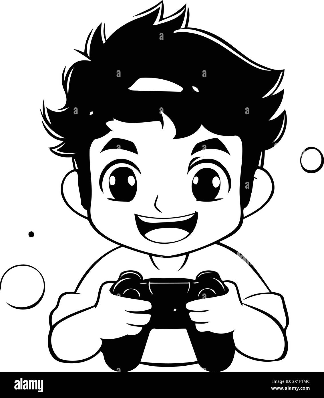 Boy playing video game with joystick. Vector illustration in cartoon style. Stock Vector