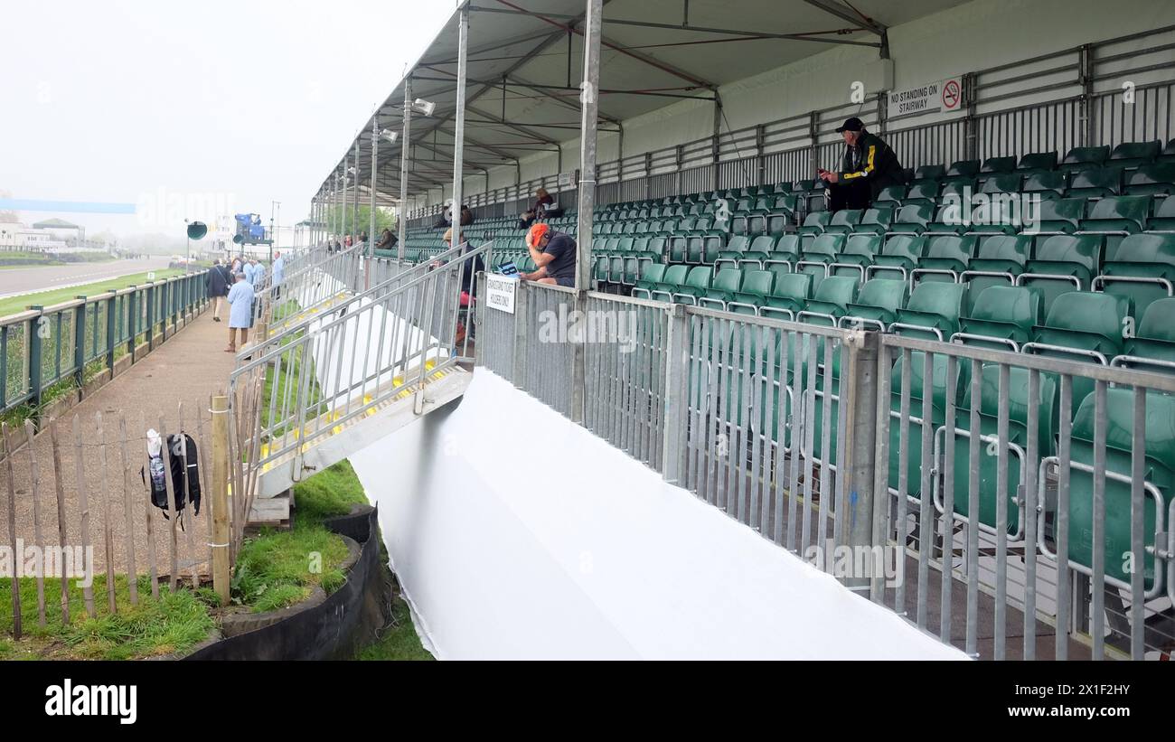 April 2024 - Almost empty grandstand in the morning at the 81st Members Meeting at Goodwood Stock Photo