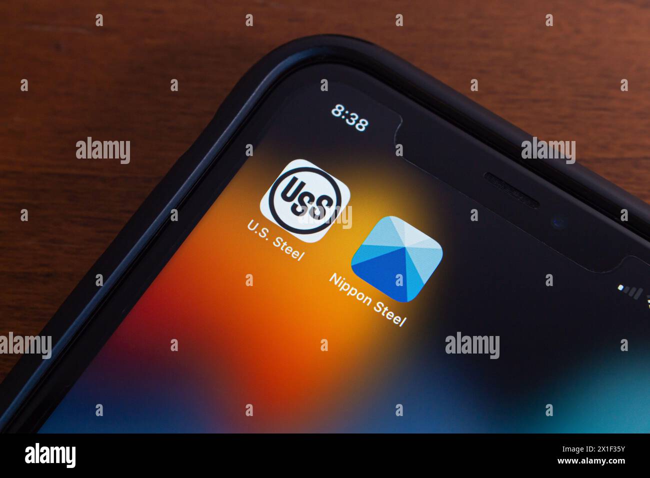 U.S. Steel and Nippon Steel icons seen in an iPhone. US Steel