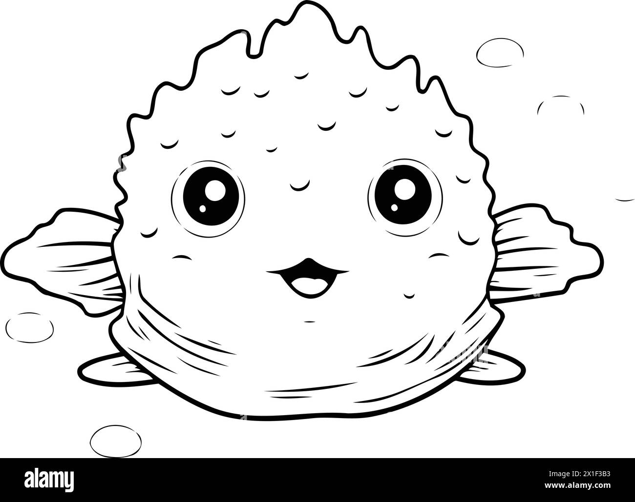 Cute cartoon pufferfish. Vector illustration in cartoon style. Stock Vector