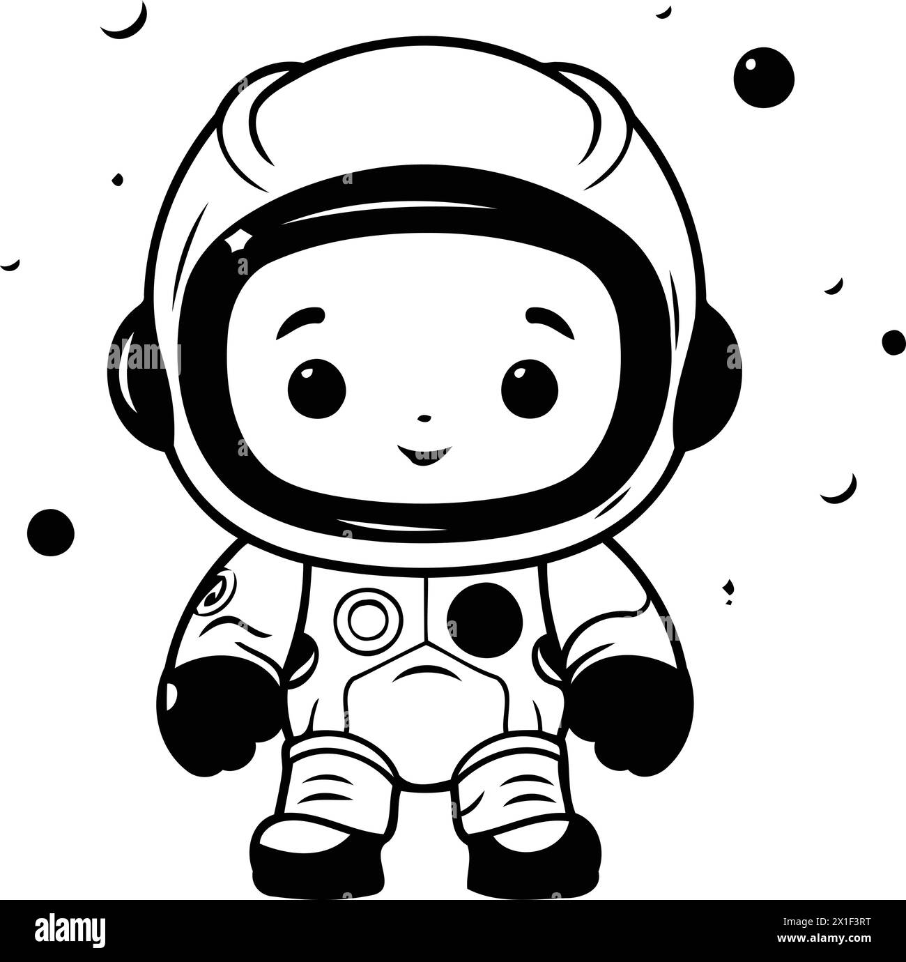 Cute astronaut with space suit on white background. Vector illustration. Stock Vector