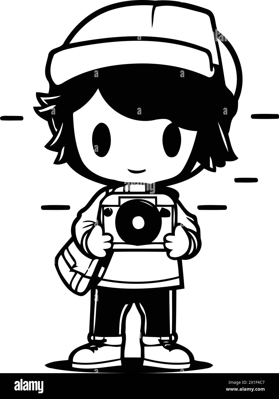 Cute boy with a camera. Vector illustration on white background Stock ...