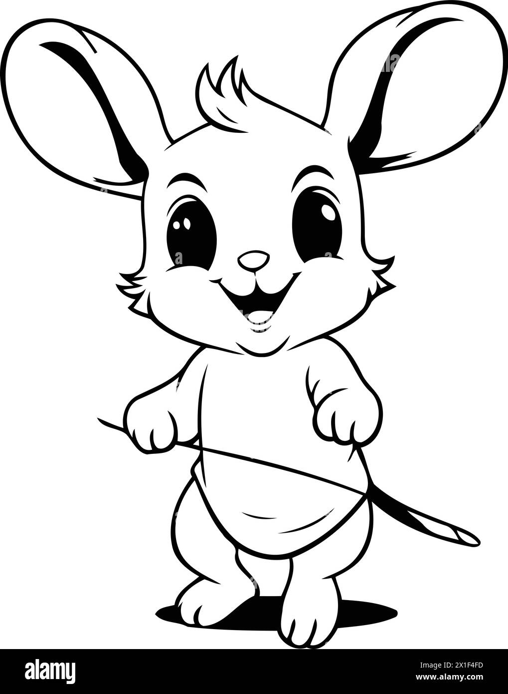 Cute little white mouse on a blue background. Vector illustration Stock