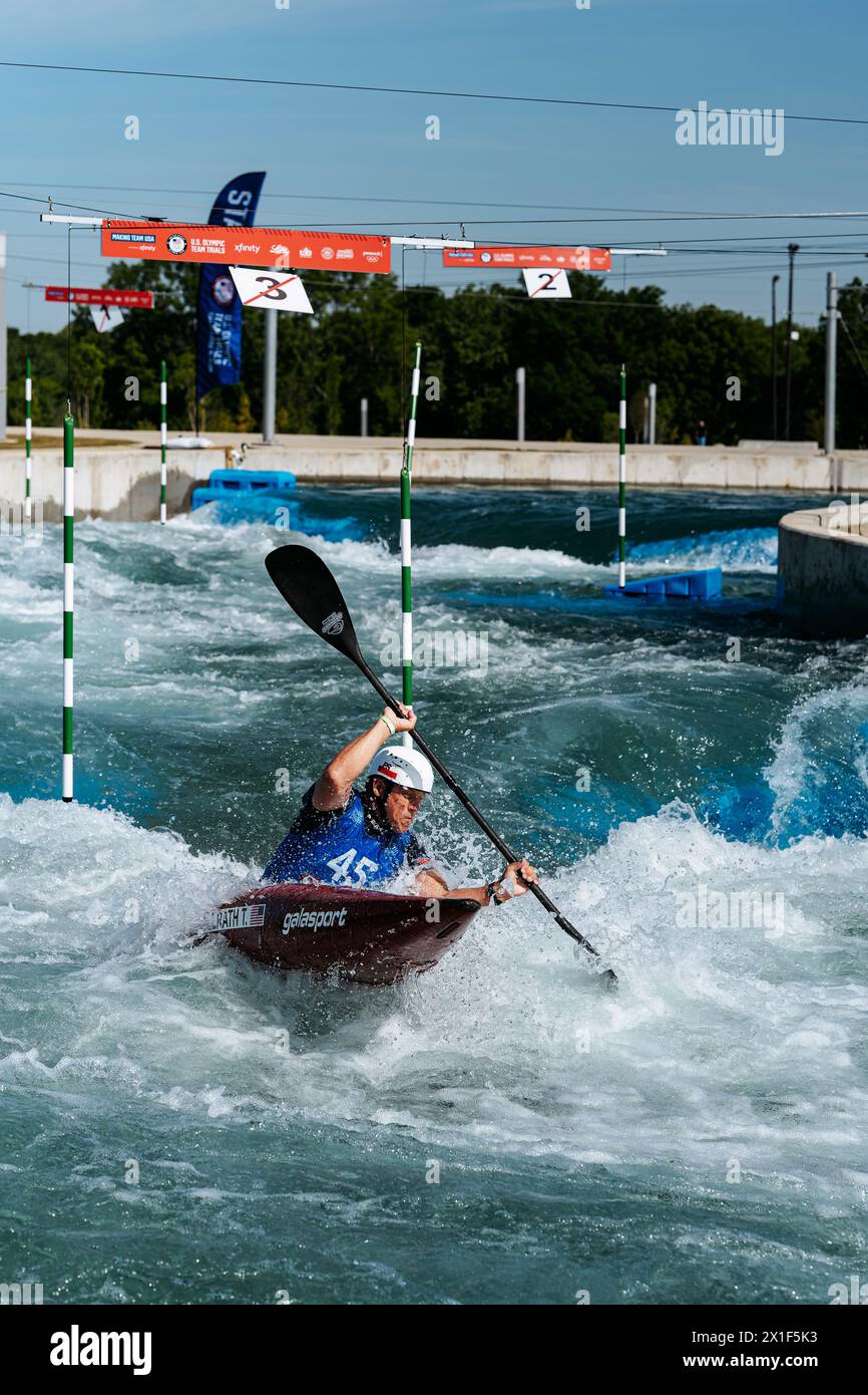 Male competitor competes during the 2024 Kayak Olympic Team trials at