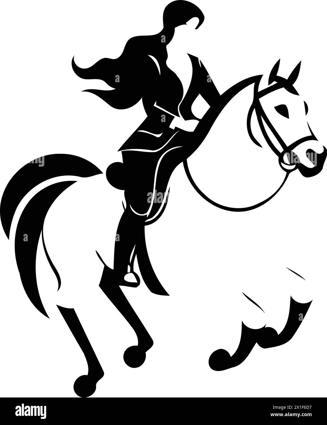 Vector illustration of a girl riding a horse. Equestrian sport Stock ...