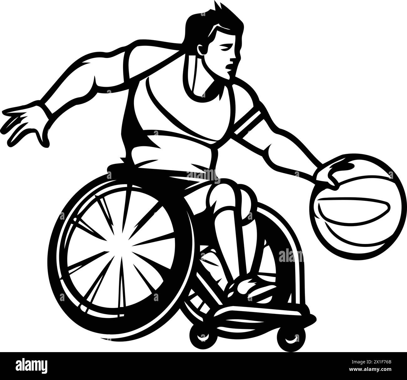 Wheelchair basketball player vector logo template. Wheelchair basketball player illustration Stock Vector