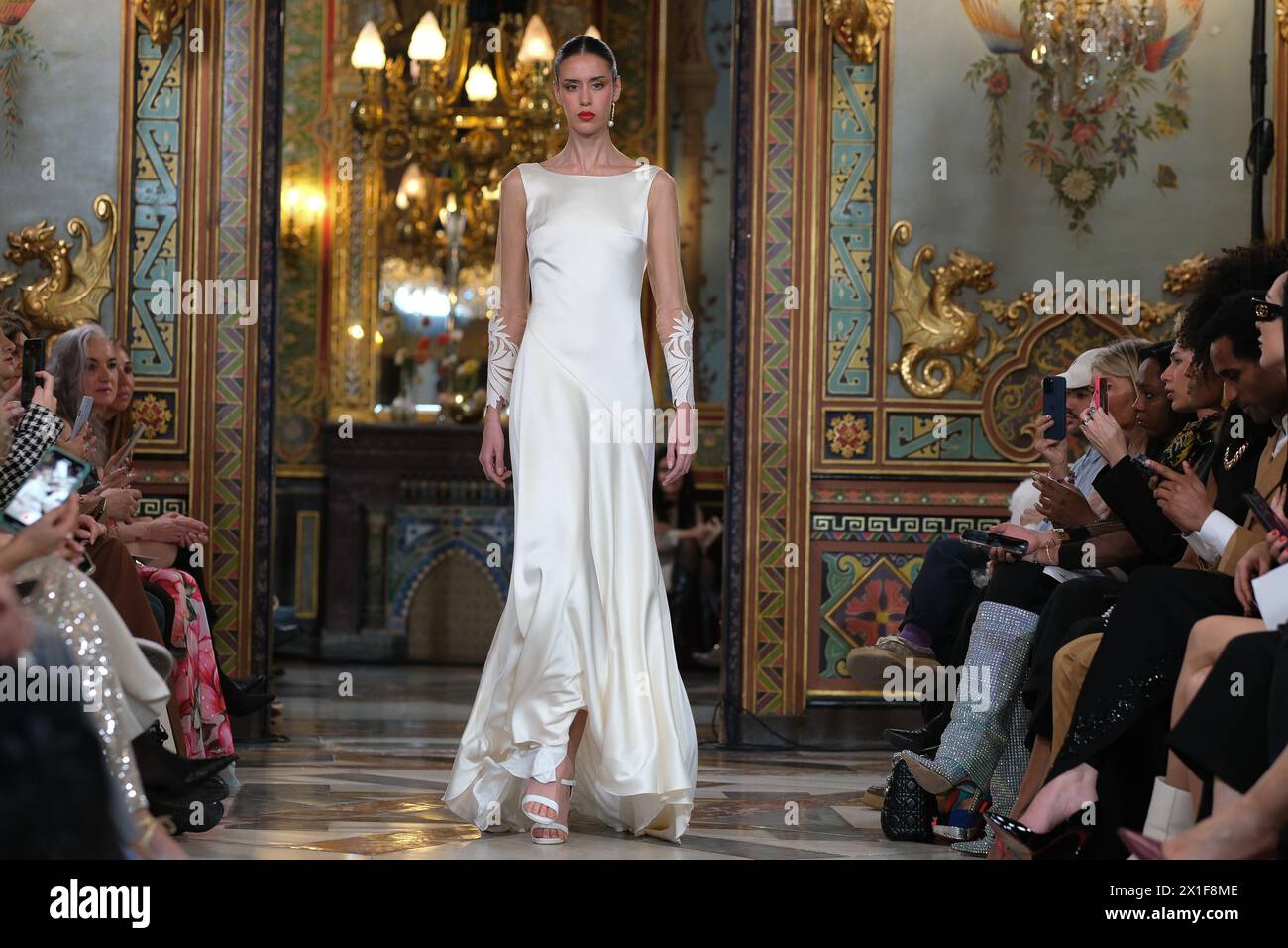MARÍA DIEZMA during the Atelier Couture bridal catwalk within Madrid Fashion Week, at Santa Isabel Palace in Madrid. 14 marzo, 2024 Spain Featuring: model Where: Madrid, Spain When: 16 Mar 2024 Credit: Oscar Gonzalez/WENN Stock Photo