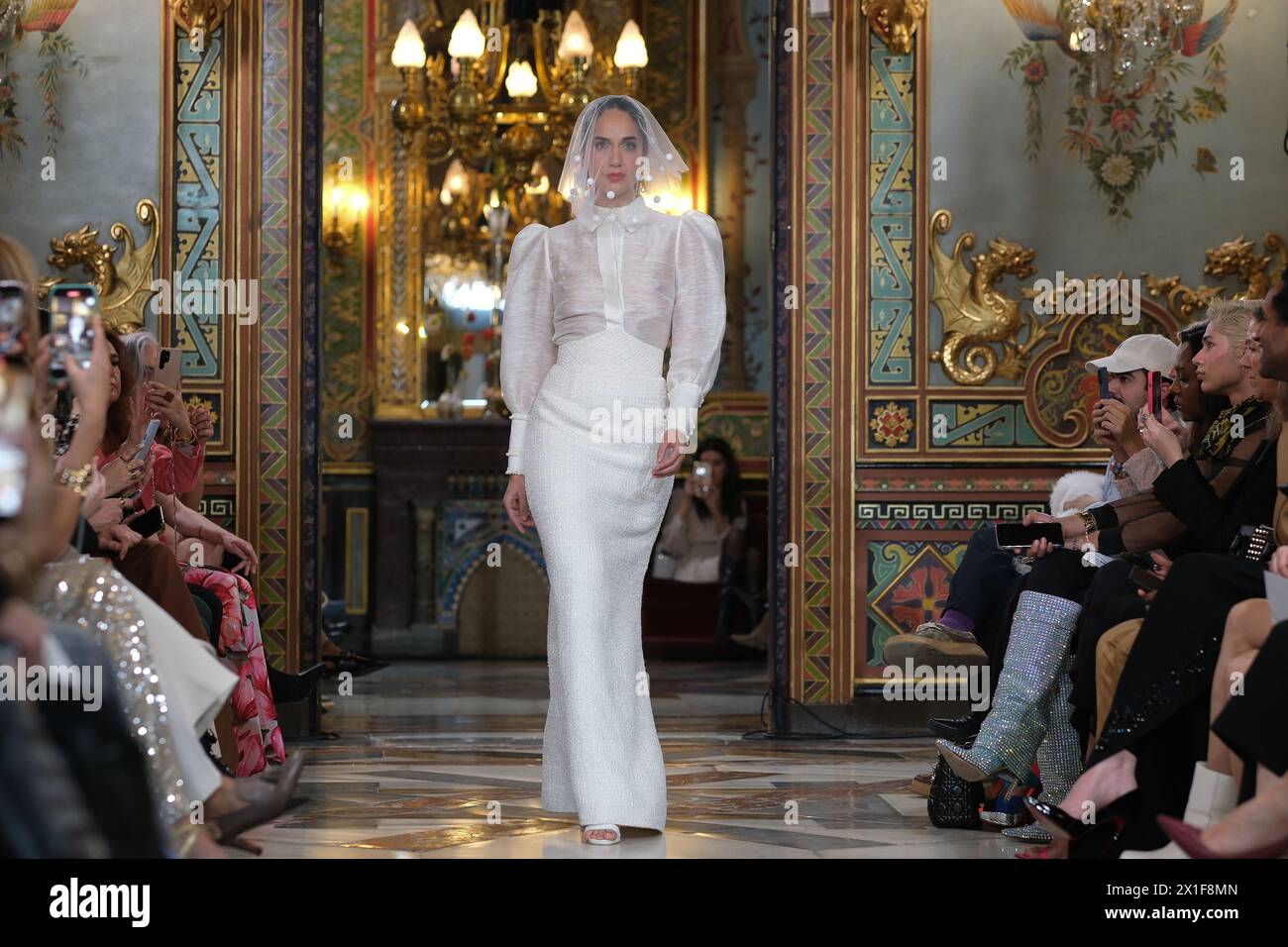 MARÍA DIEZMA during the Atelier Couture bridal catwalk within Madrid Fashion Week, at Santa Isabel Palace in Madrid. 14 marzo, 2024 Spain Featuring: model Where: Madrid, Spain When: 16 Mar 2024 Credit: Oscar Gonzalez/WENN Stock Photo