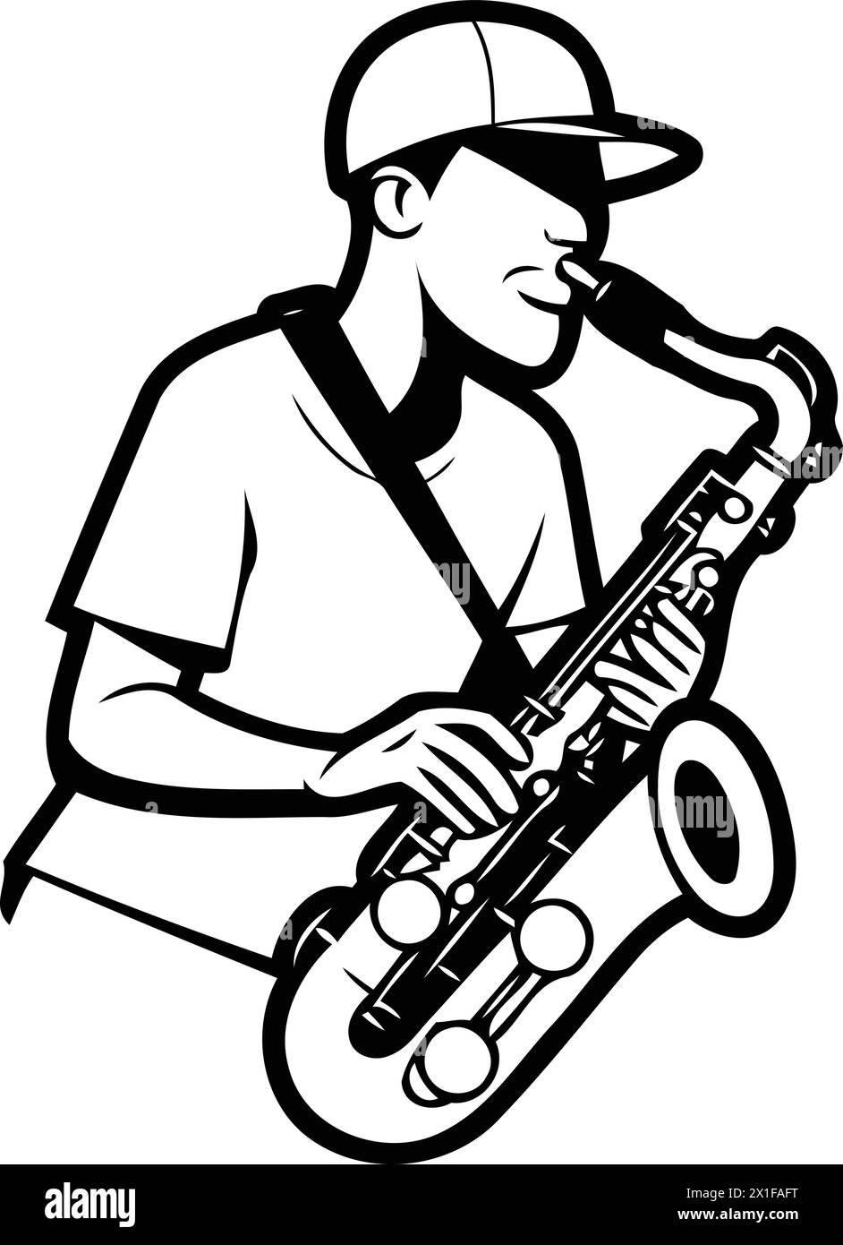 Illustration of a saxophonist playing the saxophone. Vector