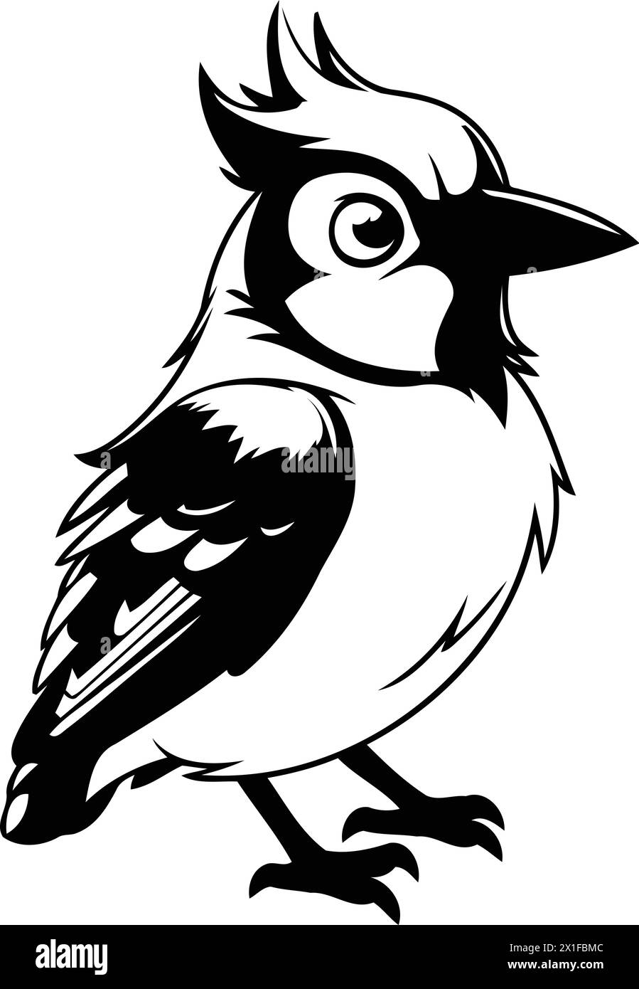 Cartoon blue jay bird on white background. Vector illustration. Stock Vector