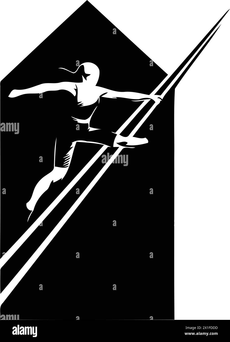 Woman running up the stairs on red arrow background. vector illustration Stock Vector Image