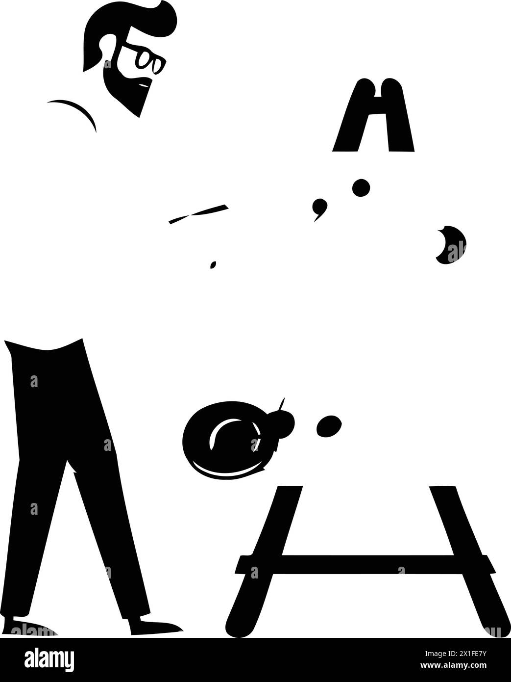 Artist man painting on easel. Art and creativity concept. Vector ...