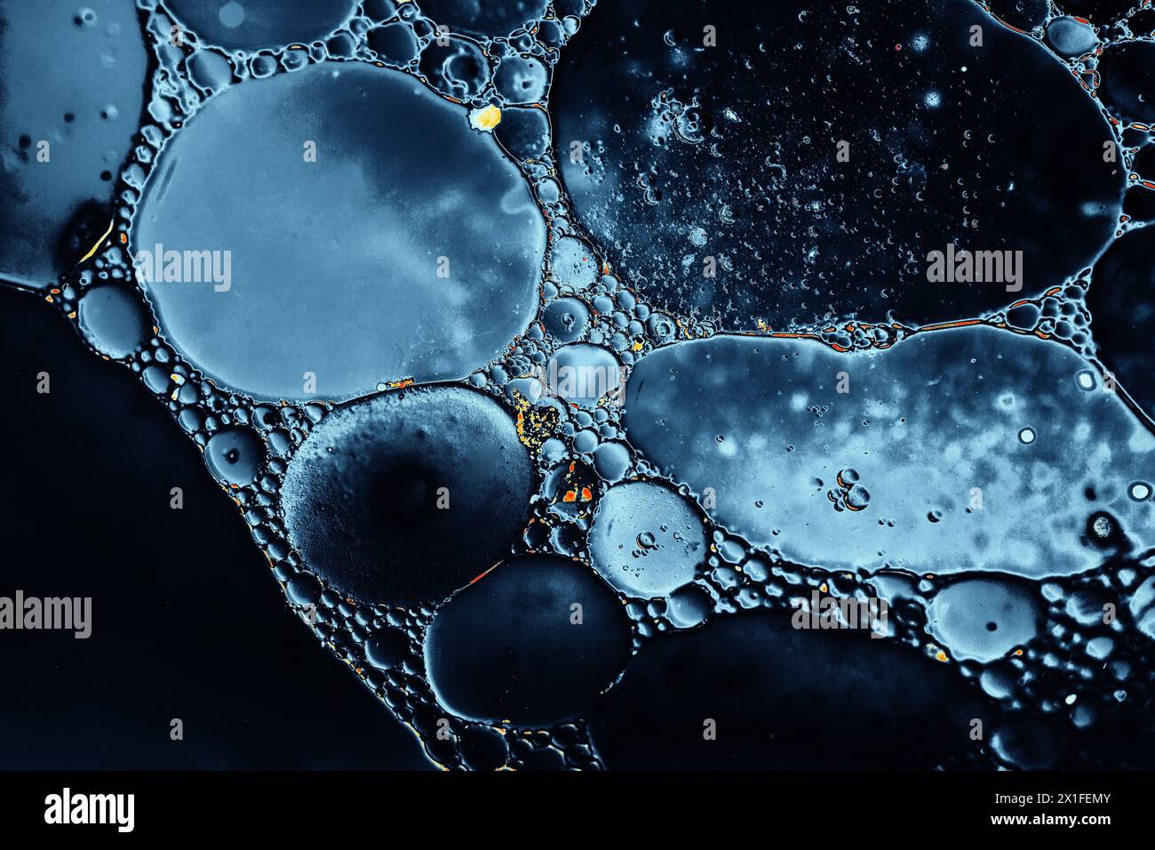 Oil bubbles inside water base form patterns Stock Photo - Alamy