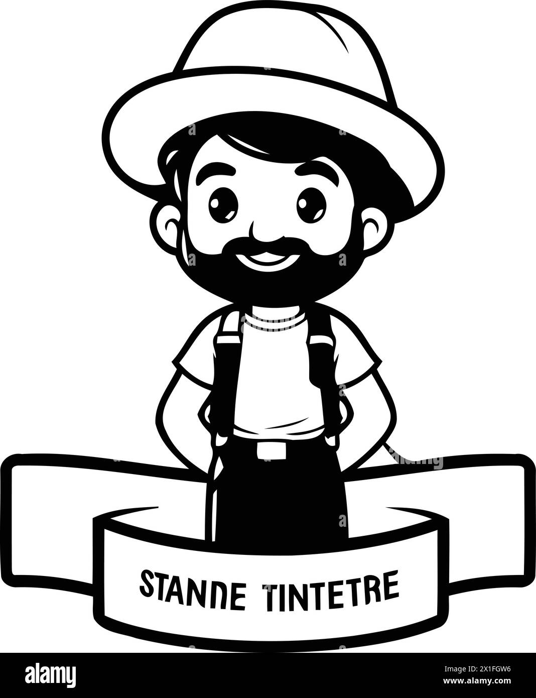 Gardener with hat and suspenders cartoon vector illustration graphic design Stock Vector