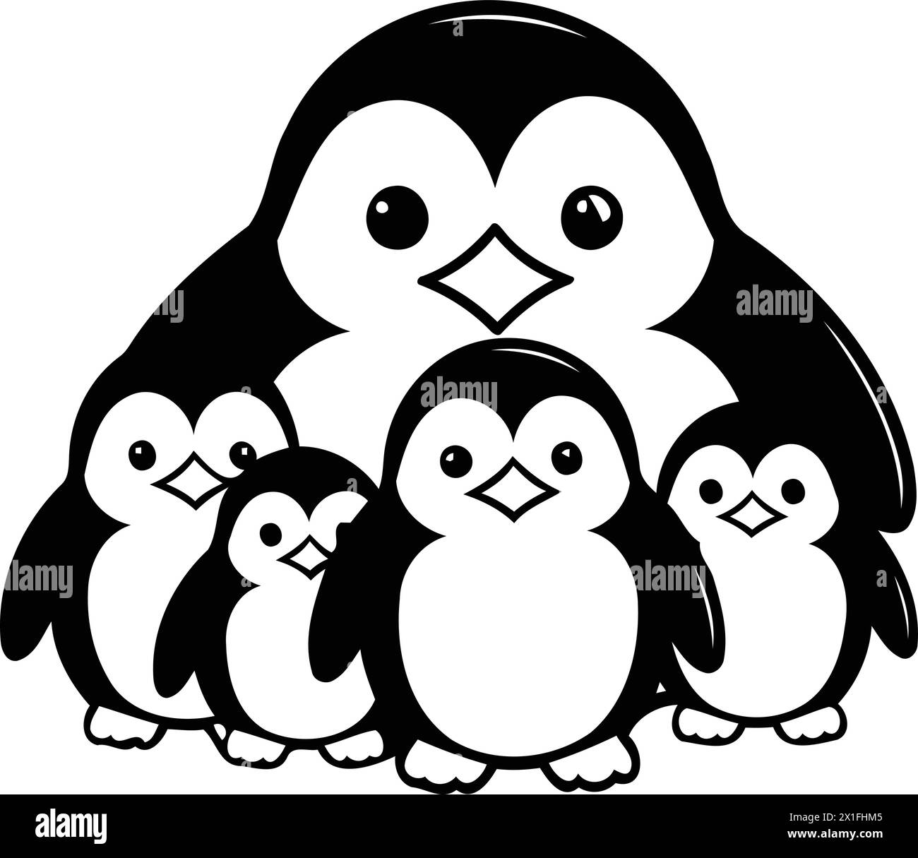 Penguin family. Cute cartoon penguin vector illustration Stock Vector