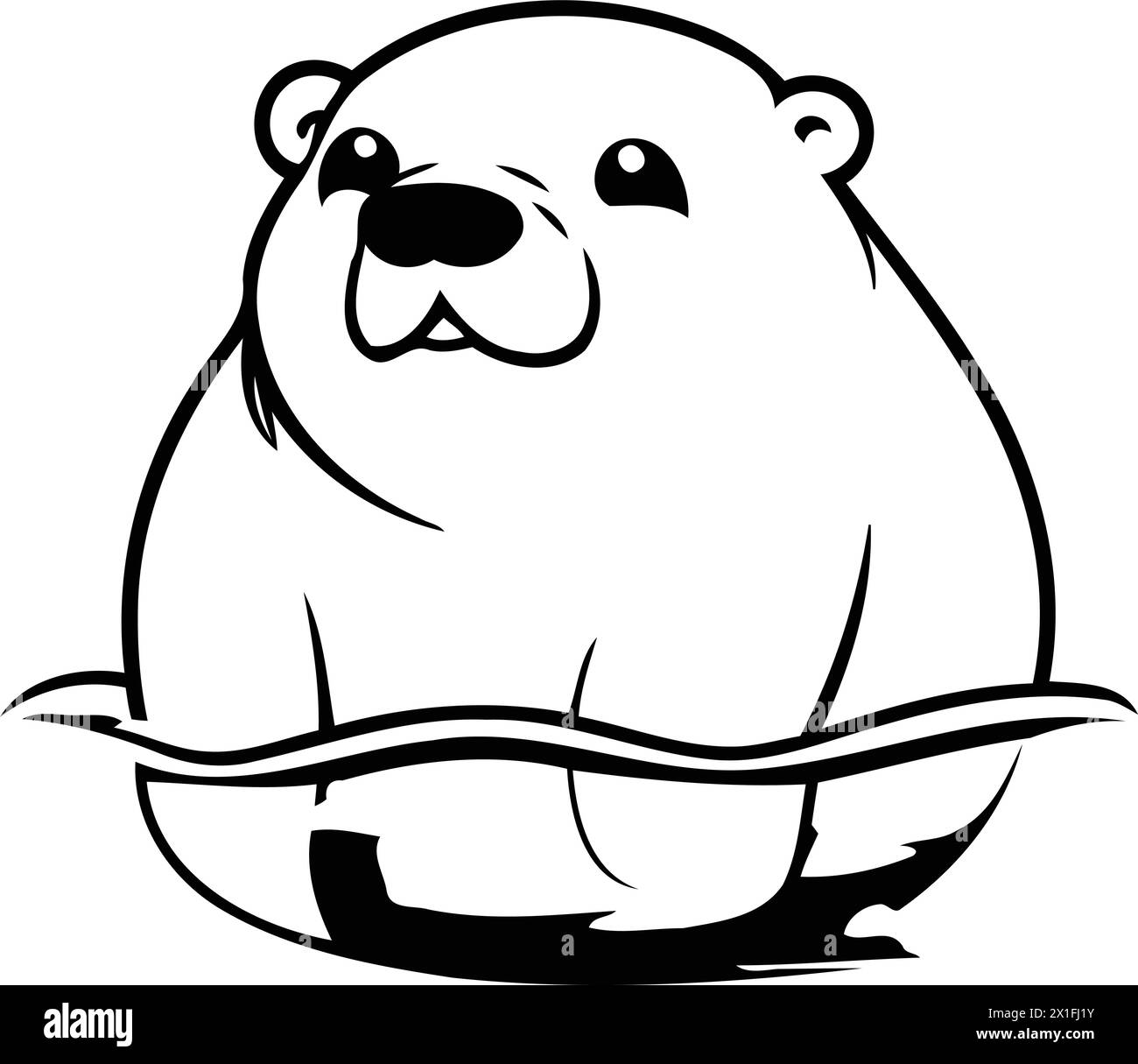 Cute polar bear swimming in the water. Vector cartoon illustration ...