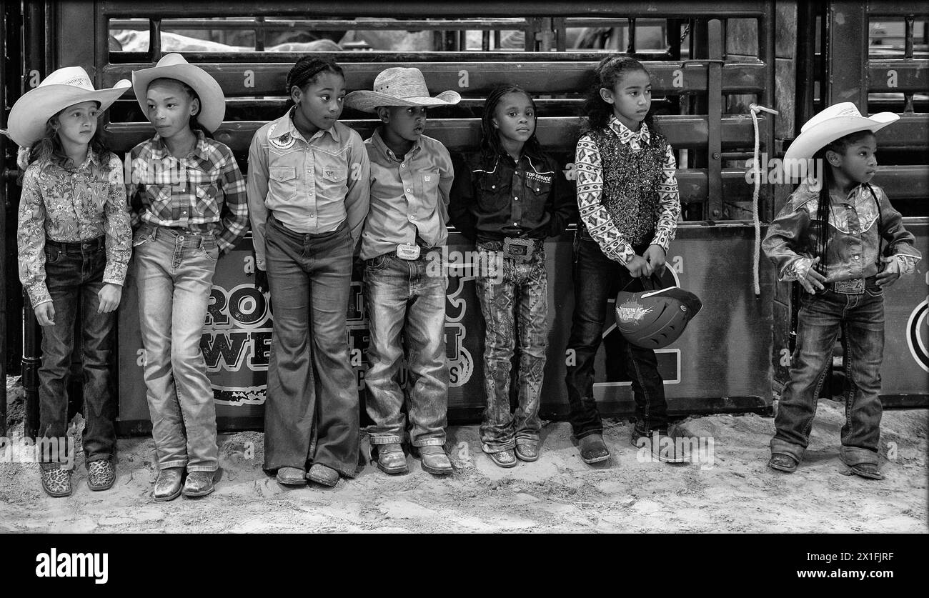 Upper Marlboro, Maryland, USA. 23rd Sep, 2023. Young rodeo riders wait for their awards after competing in the annual Bill Pickett Invitational Rodeo Championships at the Show Place Arena in Upper Marlboro. (Credit Image: © Brian Branch Price/ZUMA Press Wire) EDITORIAL USAGE ONLY! Not for Commercial USAGE! Stock Photo