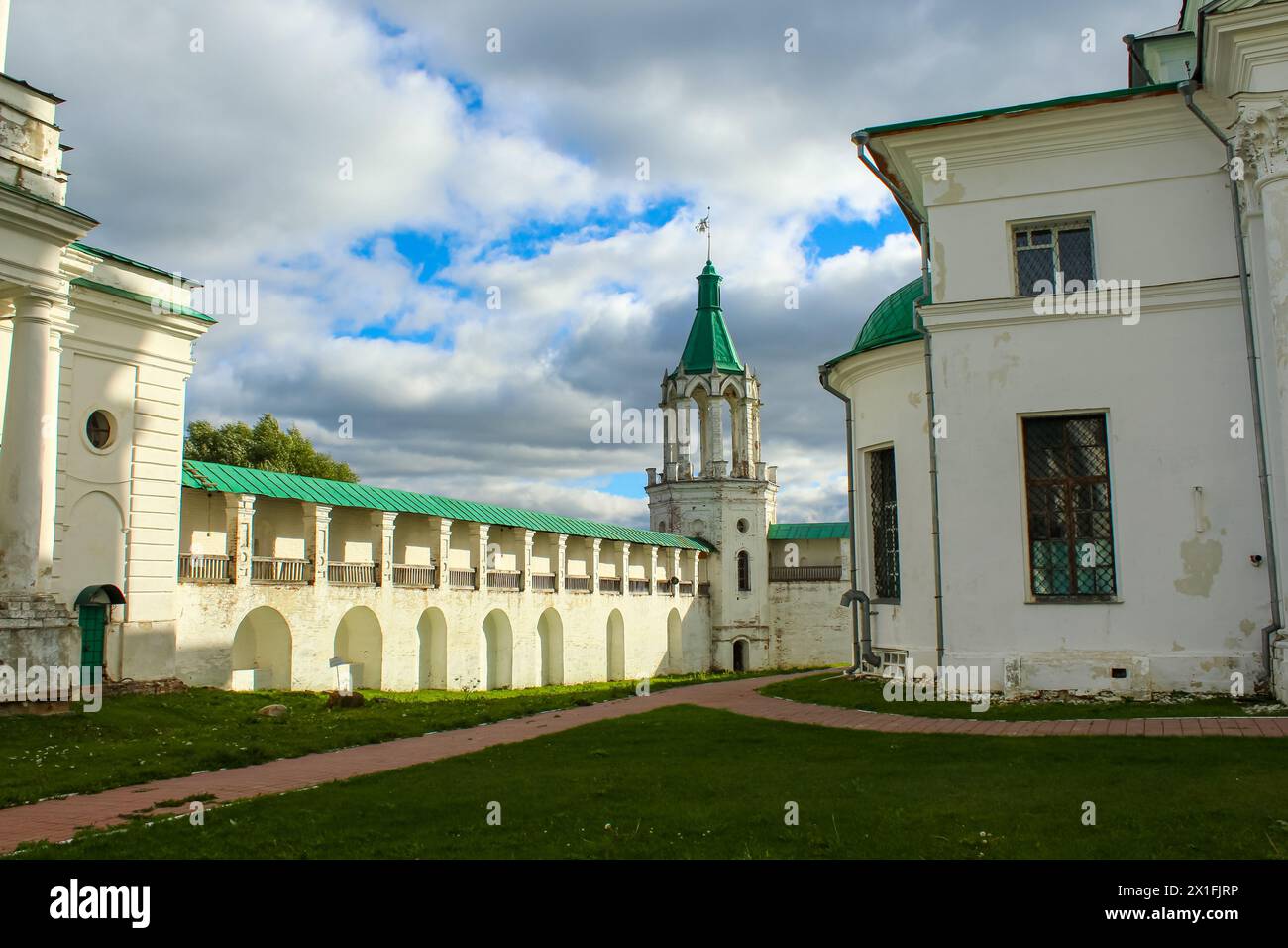 Towers of the ancient Spaso-Yakovlevsky Dmitriev Monastery. Rostov Veliky, Yaroslavl region. Golden ring of Russia Stock Photo