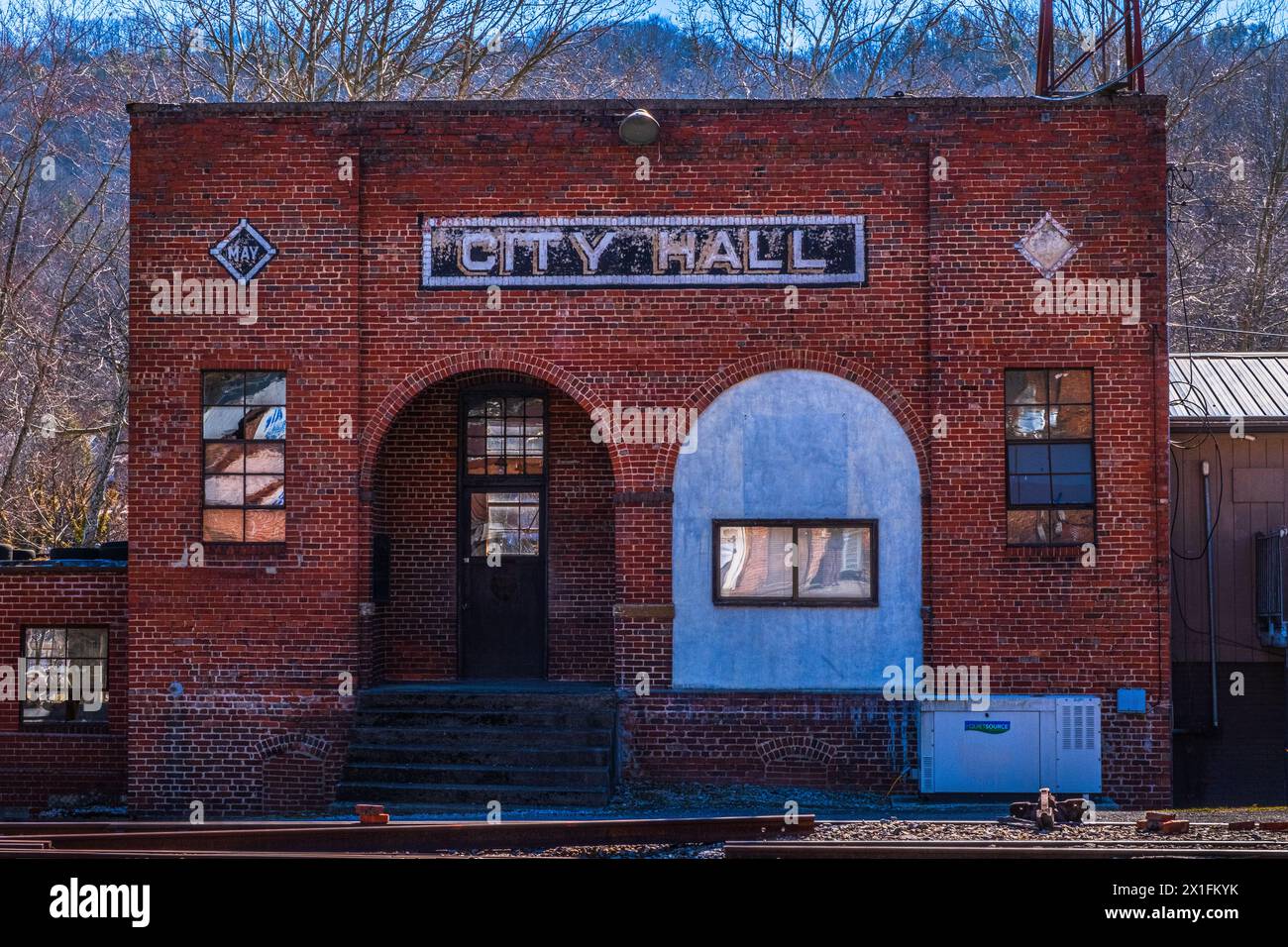 Big Stone Gap VA, USA-February 19, 2024: Old brick City Hall building ...