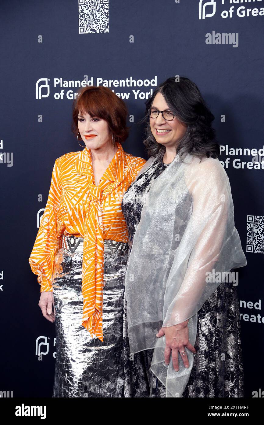 New York City, New York, United States. 16th Apr, 2024. Actress Molly Ringwald poses with President and CEO of Planned Parenthood of Greater New York, Wendy Stark at the organizations gala dinner at Cirpiani South Street in New York City Credit: Adam Stoltman/Alamy Live News Stock Photo