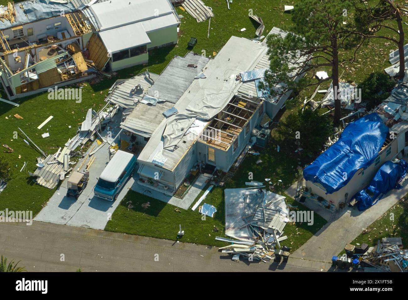 Badly Damaged Mobile Homes After Hurricane Ian In Florida Residential ...