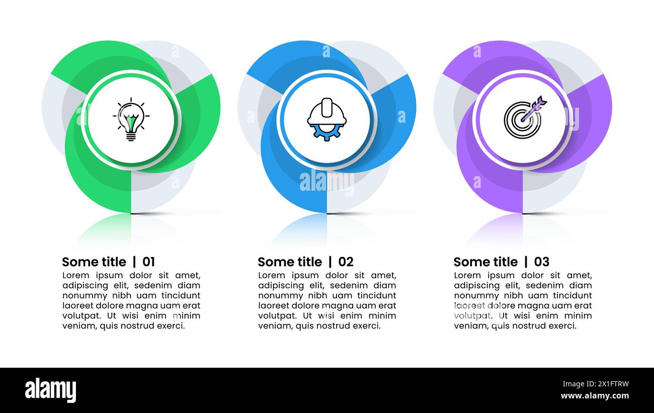 Infographic template with icons and 3 options or steps. Abstract circle ...
