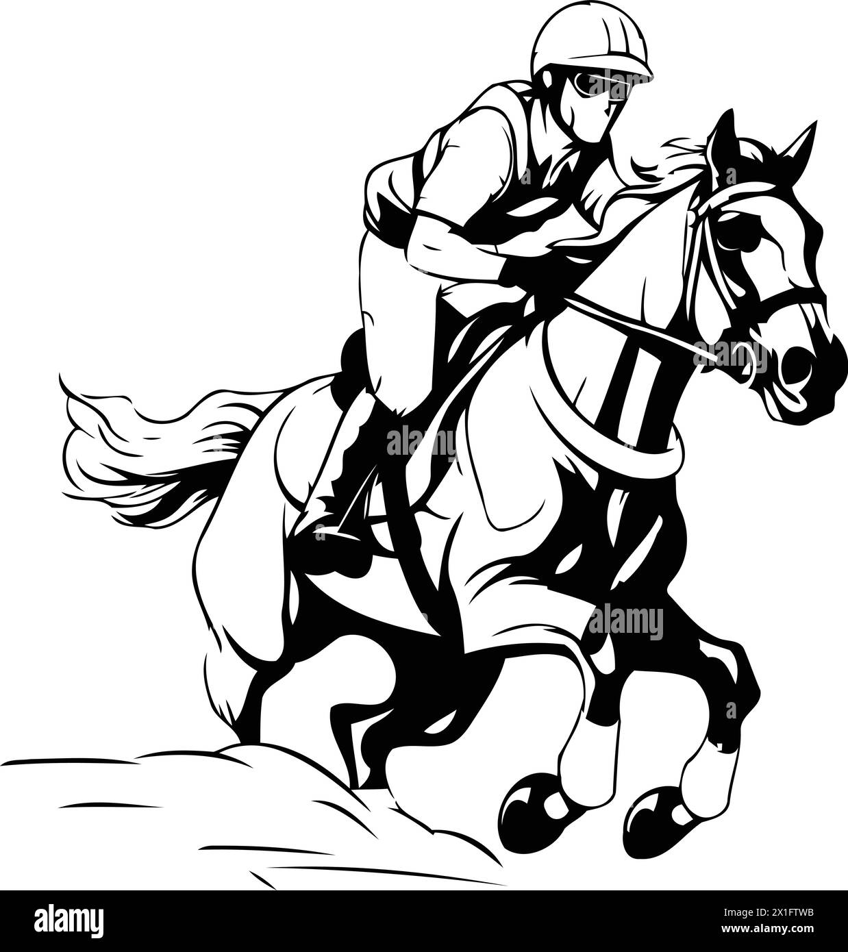 Horse race jockey riding on gallop. Vector illustration Stock Vector