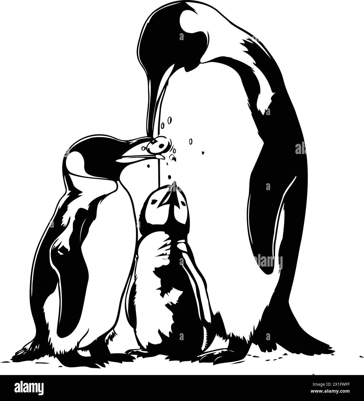 Penguin family. Vector illustration of a penguin family Stock Vector