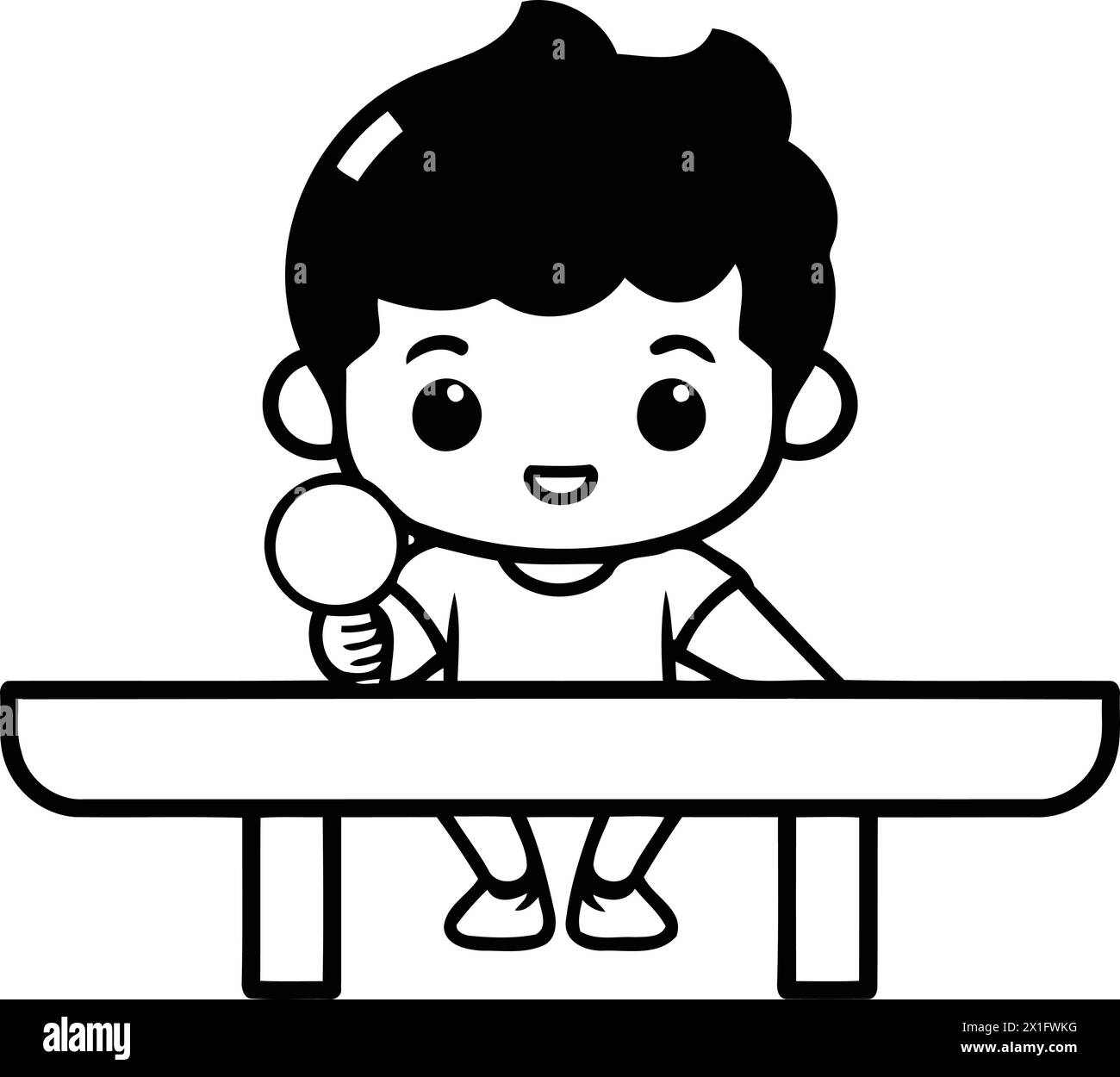 Cute boy playing table tennis. Vector illustration in cartoon style ...